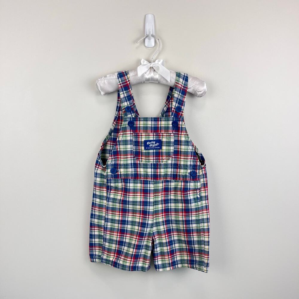 Vintage OshKosh B'gosh Plaid Shortalls 24 Months USA